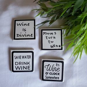 Hand Crafted | Ceramic Wine Lover Magnets [4 Pack]